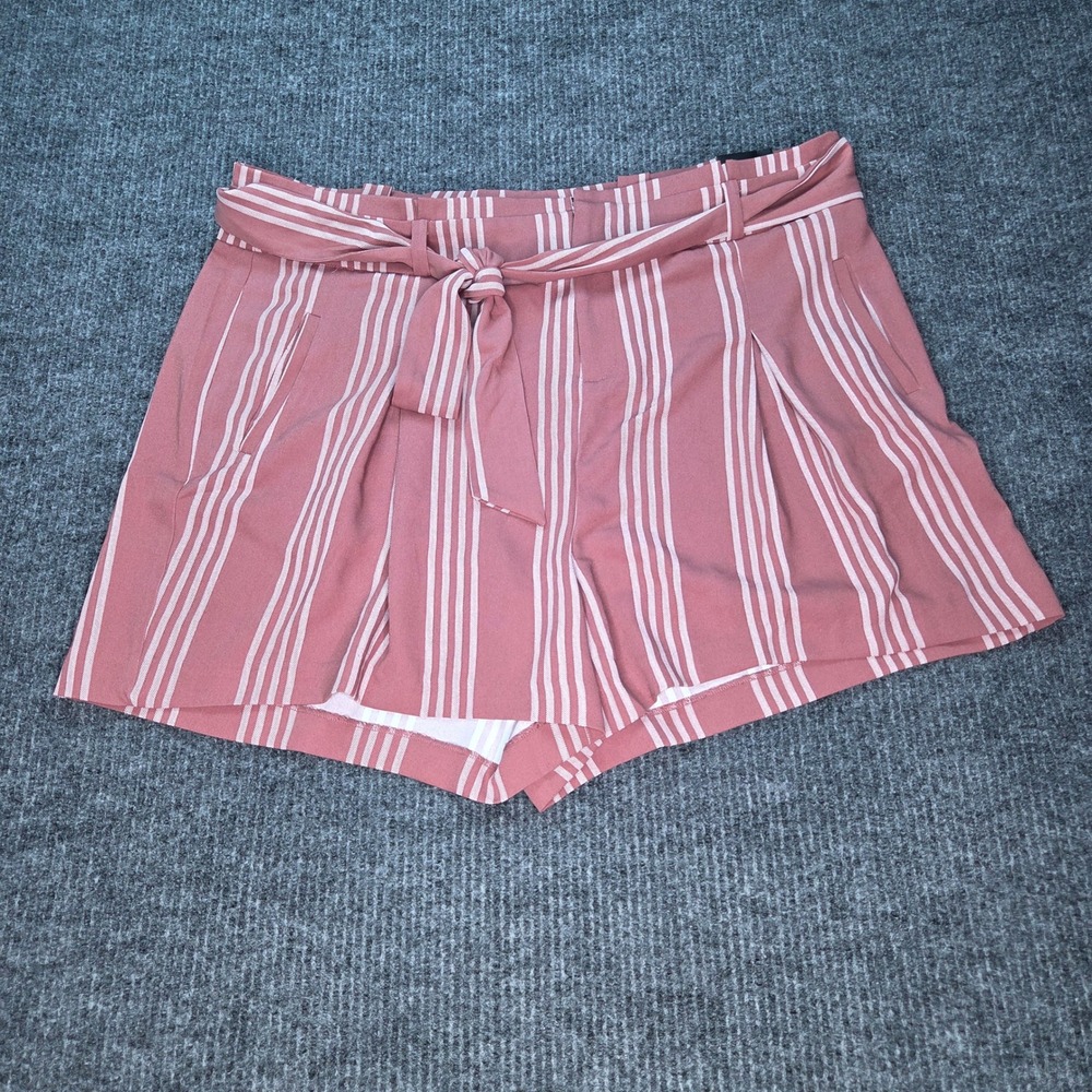 Torrid Rose Stripe Tie Front Shorts Womens 20 High Waisted Pleated Summer Boho